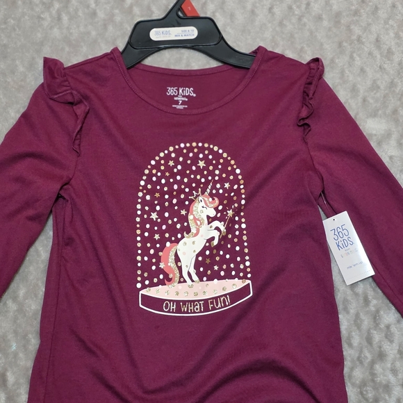 365 Kids Unicorn Long Sleeve Tee - Burgundy - Picture 2 of 2